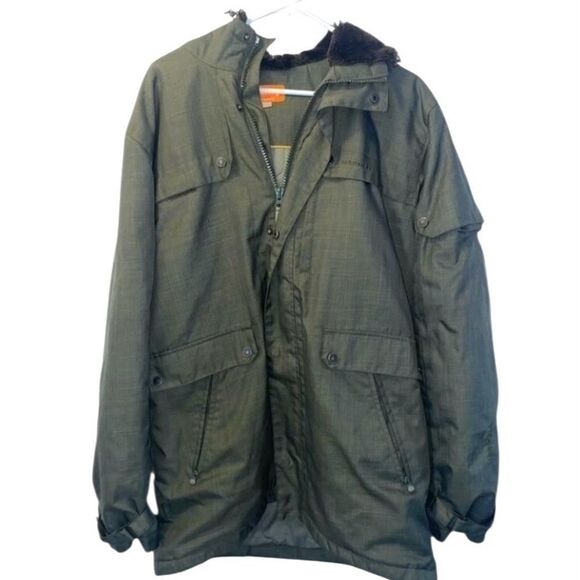 Merrell Men’s Green Waterproof Outdoor Utility Parka Jacket Size L Hooded Coat - Picture 2 of 8